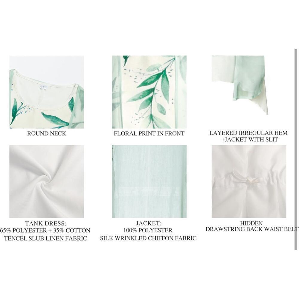 Women's 2 Piece Outfit Floral Sleeveless Loose Maxi with Jacket Formal - Picture 5 of 5